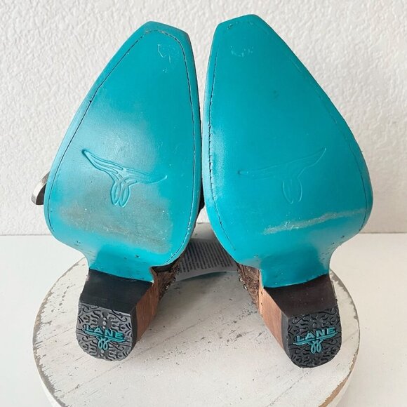 Lane SHOWDOWN Womens Cowboy Boots 8.5 Brown Short Western Cowgirl Lace-up Bootie - Picture 8 of 11